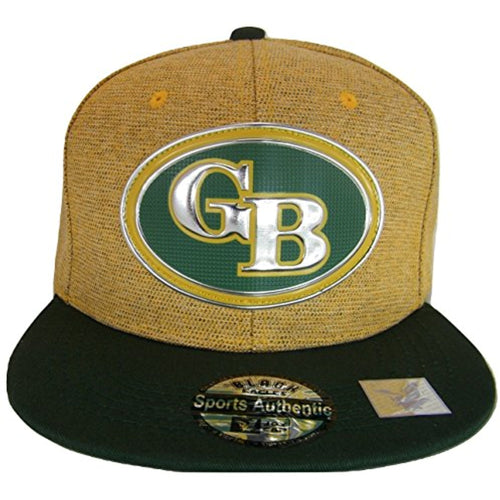 Green Bay GB Oval Style Cotton Adjustable Snapback Baseball Cap (Gold/Green)