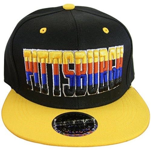 Pittsburgh Men's 4-Color Script Snapback Baseball Cap (Black/Gold)