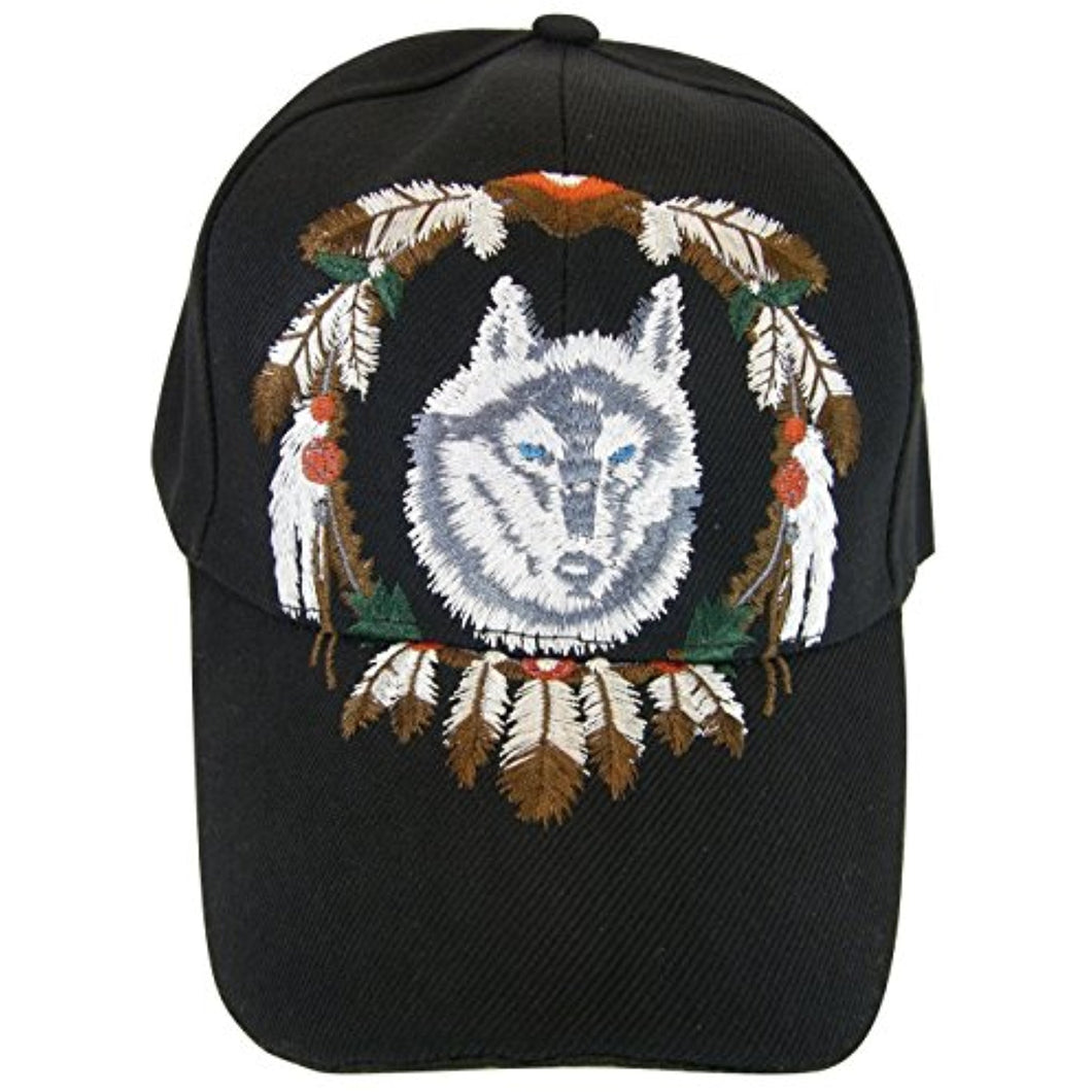 Native Pride Wolf Men's Adjustable Baseball Cap (S3-Black)