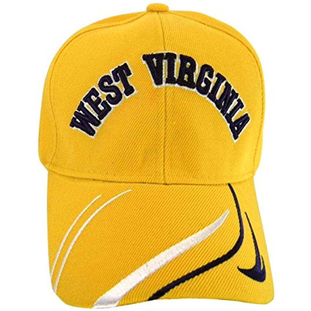 West Virginia Men's Striped Bill Adjustable Baseball Cap (Gold)