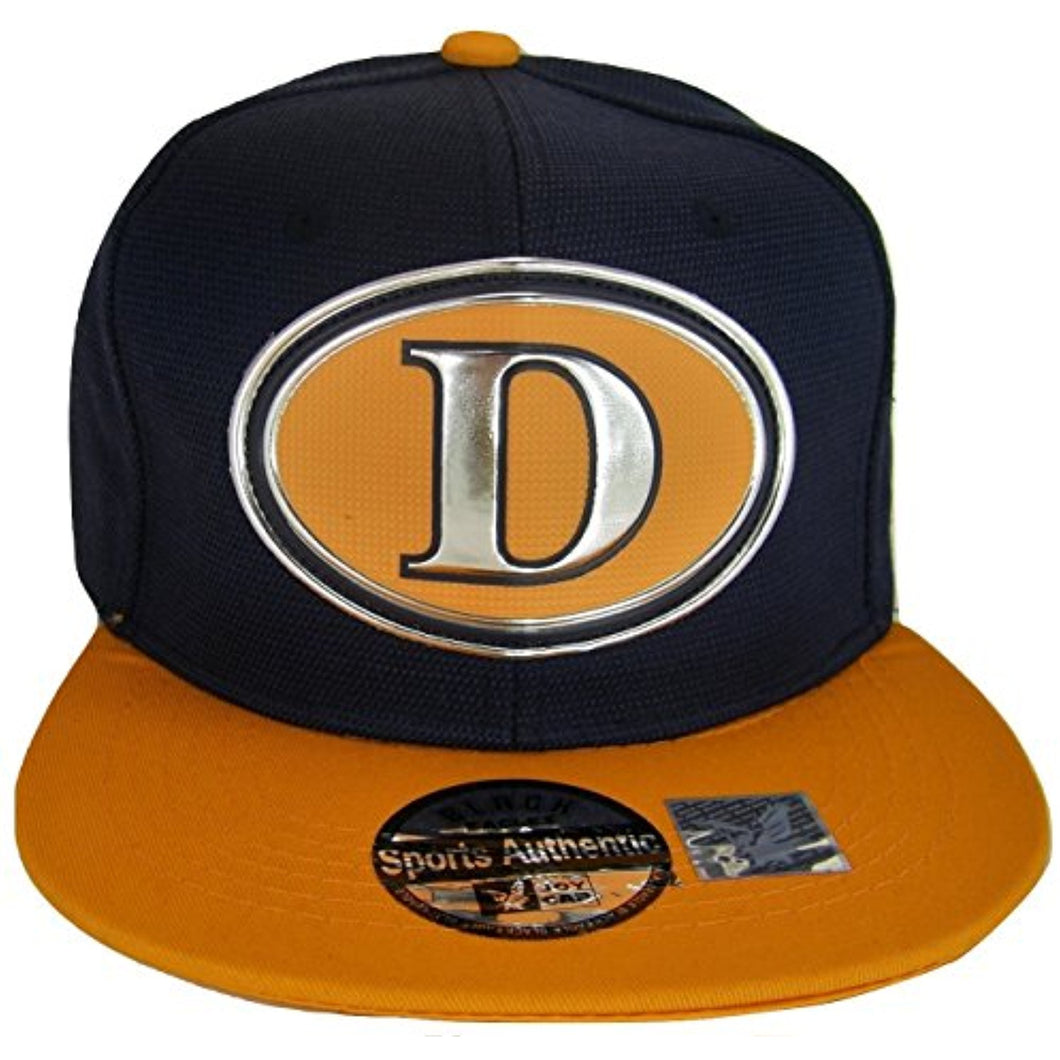 Denver D Oval Style Cotton Adjustable Snapback Baseball Cap (Orange/Navy)