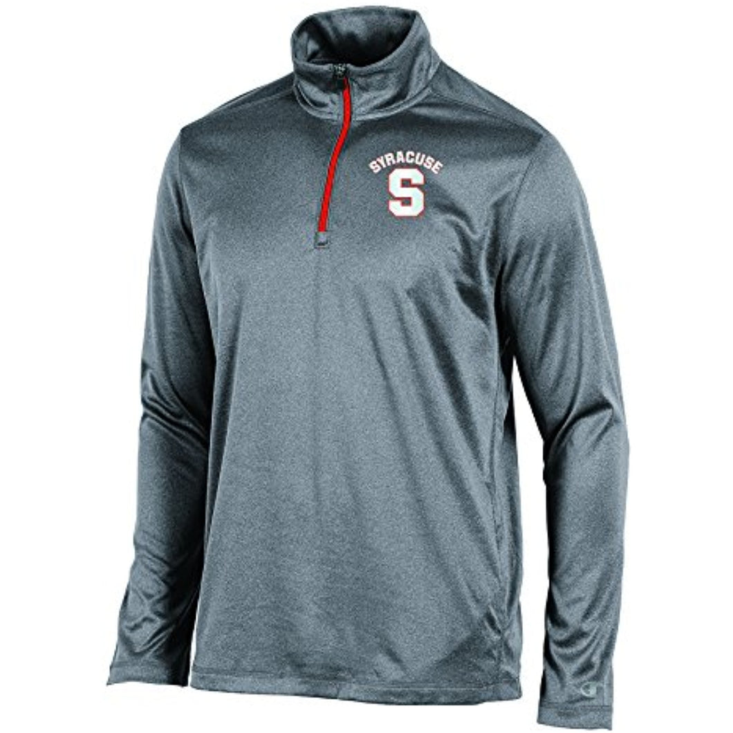 NCAA Syracuse Orange Men's Heather Double Knit Mesh Quarter Zip Jacket, Small, Gray Heather