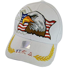 Men's Patriotic Large Eagle USA Adjustable Baseball Cap (White)