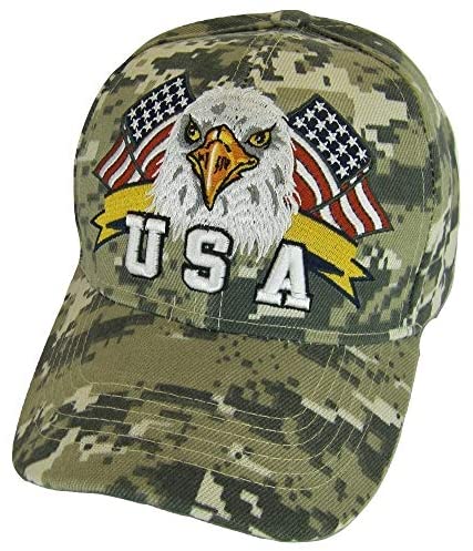 USA Men's Patriotic Eagle Head Adjustable Baseball Cap (Digital Camo)