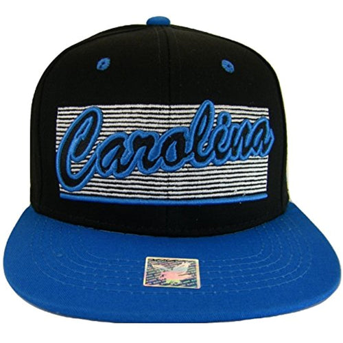 Carolina 2-Tone Adjustable Cotton Snapback Baseball Cap (Black/Blue)