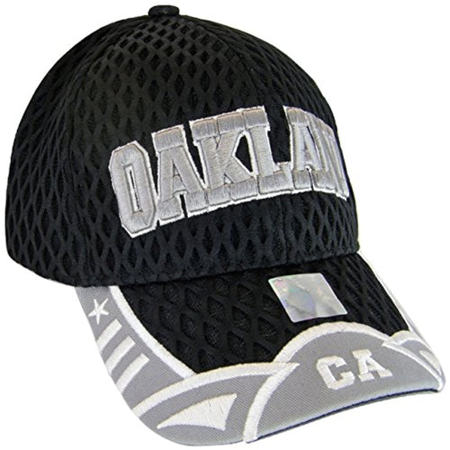 Oakland Men's Summer Mesh Adjustable Baseball Caps (Black/Gray)