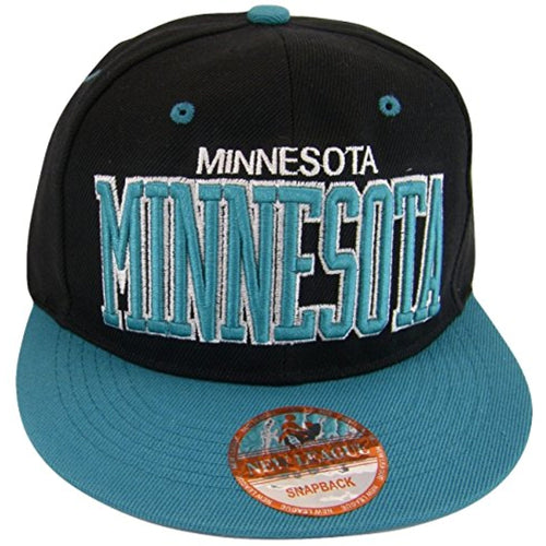 Minnesota Men's Adjustable Snapback Baseball Cap (Black/Teal)