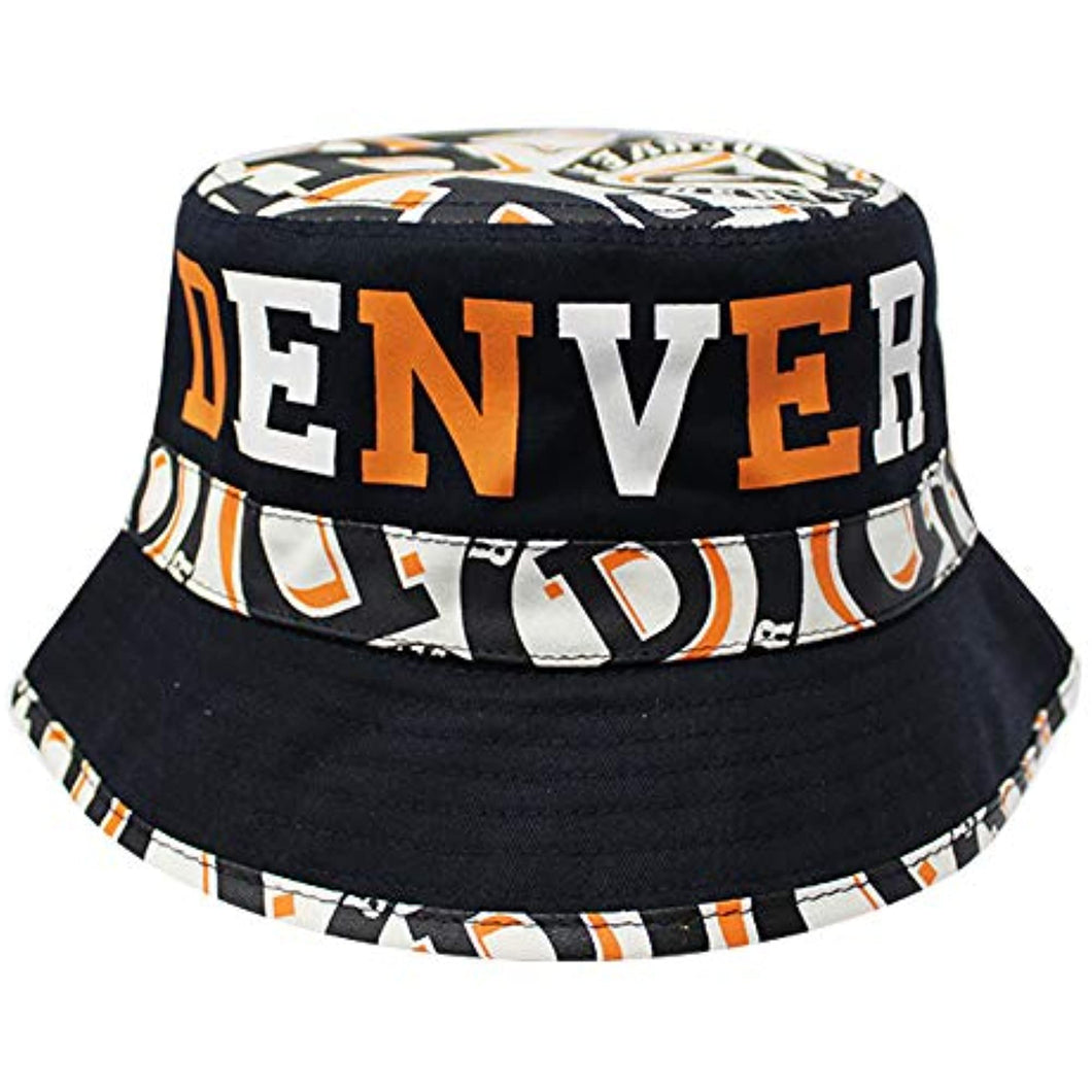 Denver Custom Print City Name Bucket Hat (Navy/Orange)