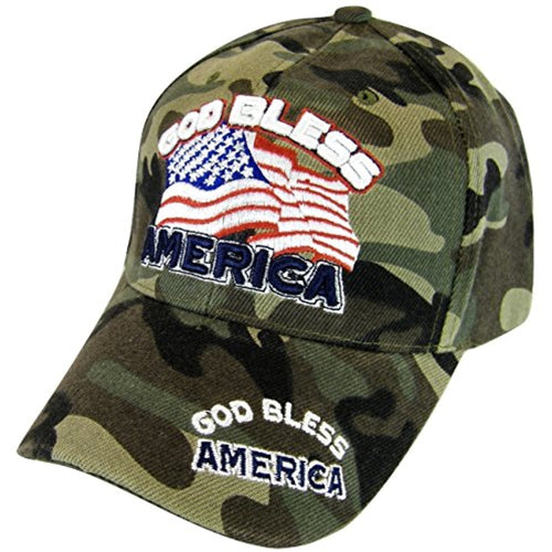 God Bless America USA Patriotic Men's Adjustable Baseball Cap (Camouflage)