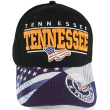 Tennessee Seal and American Flag Adjustable Baseball Cap (Black)