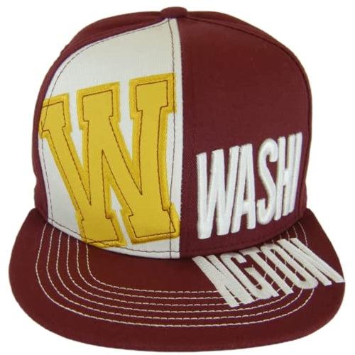 Washington 2-Tone Split Text Adjustable Snapback Baseball Cap Burgundy