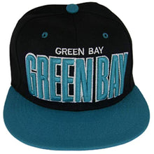 Green Bay Bold Script Men's Adjustable Snapback Baseball Caps (Black/Teal)