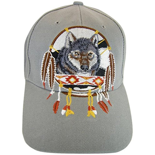 Native Pride Wolf Men's Adjustable Baseball Cap (S1-Gray)