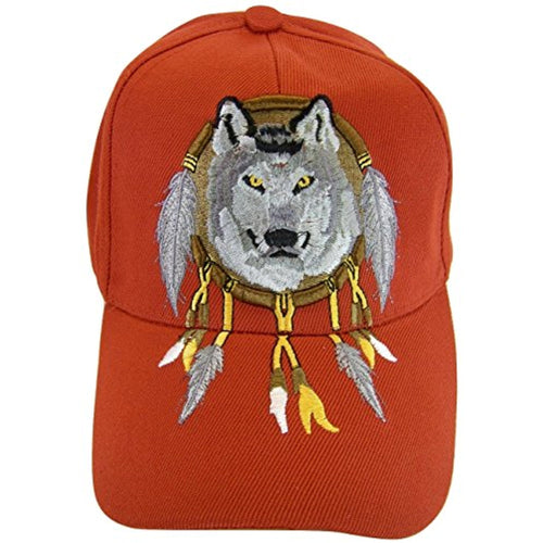 Native Pride Wolf Men's Adjustable Baseball Cap (S2-Red)