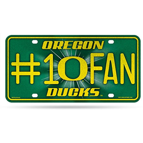 NCAA Oregon Ducks Bling #1 Fan Metal Auto Tag Plate, 12 x 6-Inch, Silver