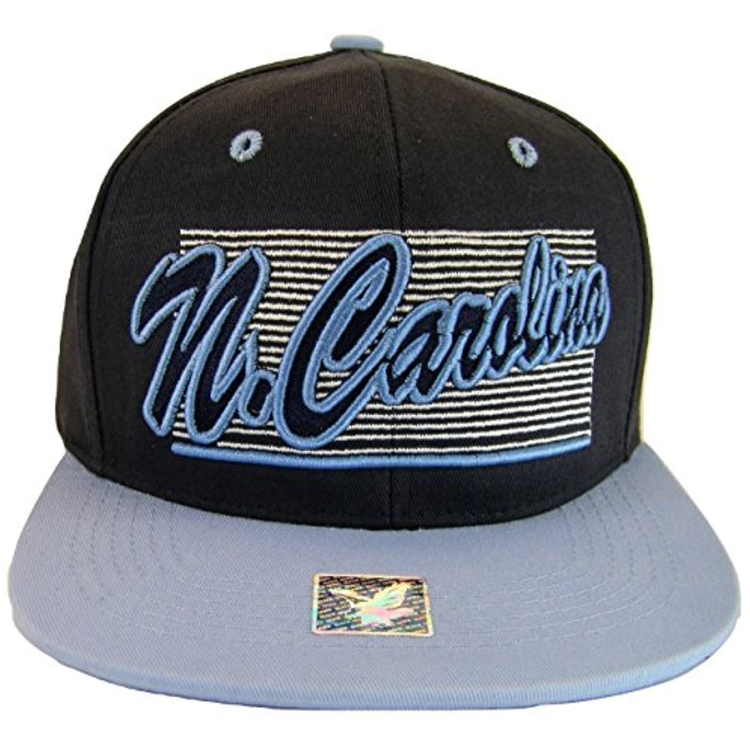 North Carolina 2-Tone Adjustable Cotton Snapback Baseball Cap (Dark Blue/Light Blue)