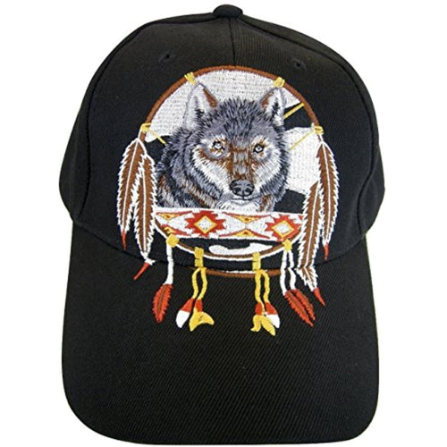 Native Pride Wolf Men's Adjustable Baseball Cap (S1-Black)