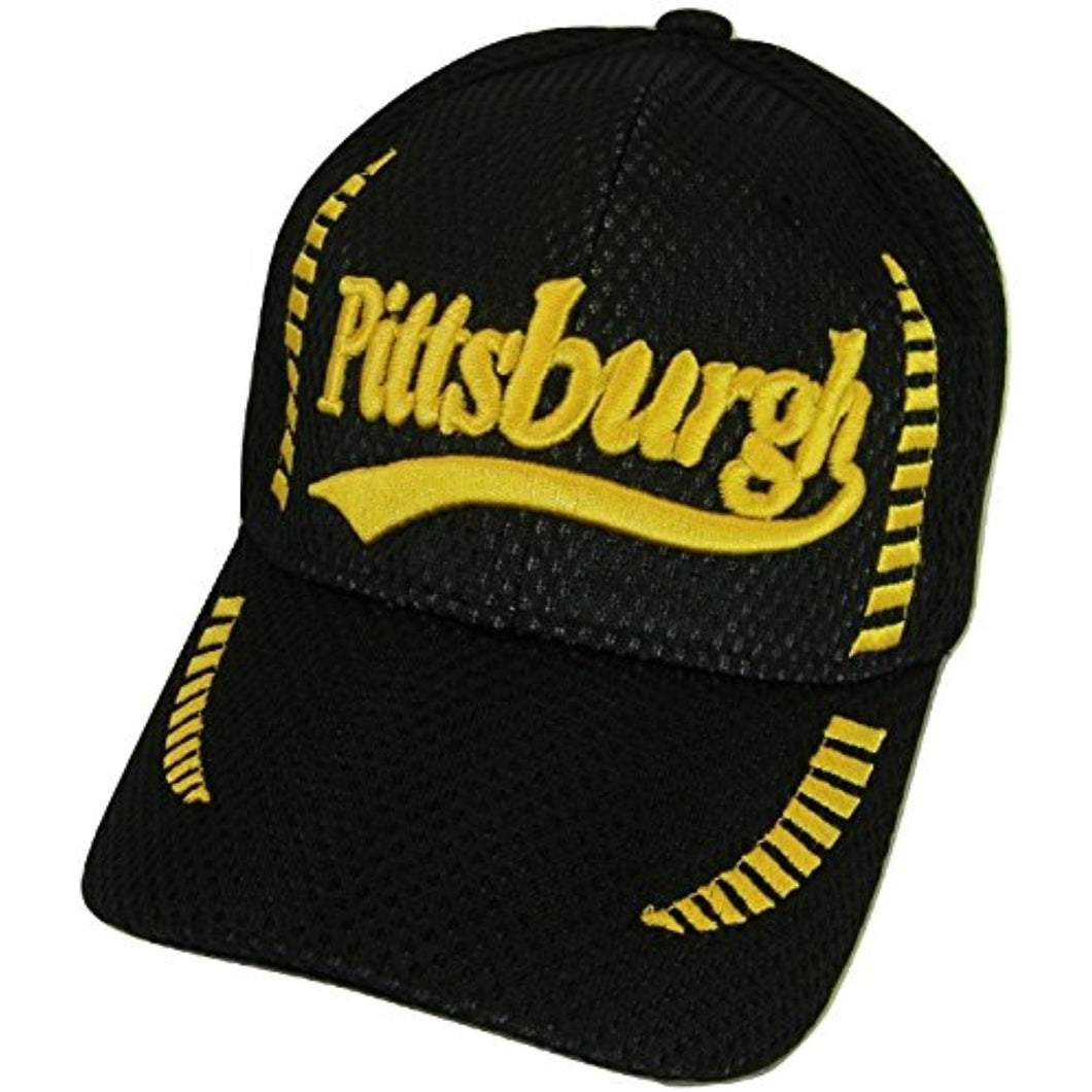 Pittsburgh Men's Summer Mesh Adjustable Baseball Cap (Black)