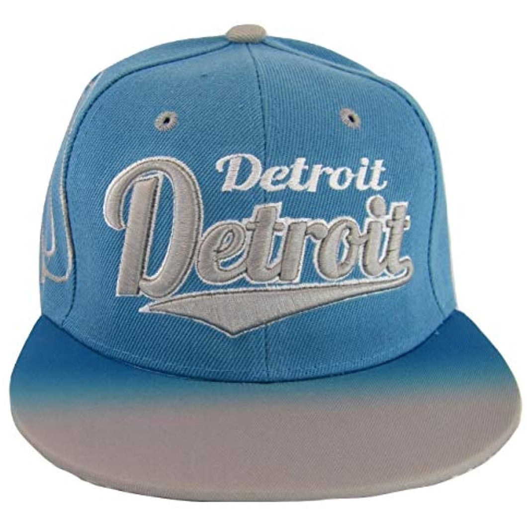 Detroit Fade Top Printed Bill Adjustable Snapback Baseball Cap (Teal/Gray)