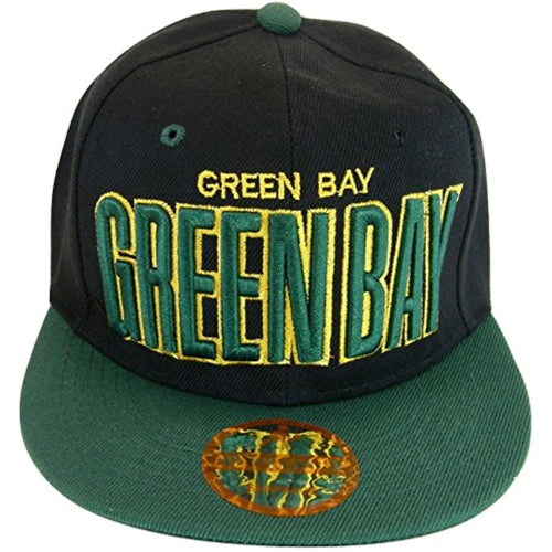 Green Bay Bold Script Men's Adjustable Snapback Baseball Caps (Black/Green)