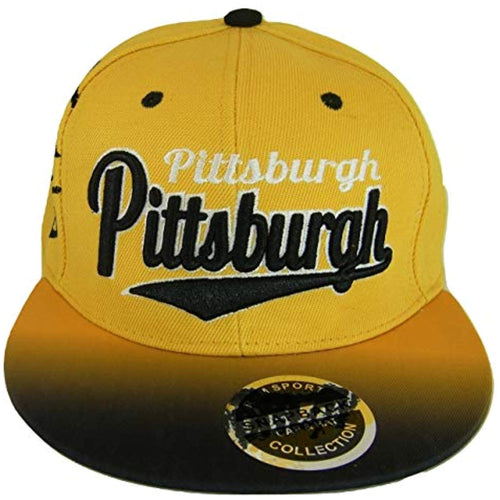 Pittsburgh Fade Top Printed Bill Adjustable Snapback Baseball Cap (Gold/Black)