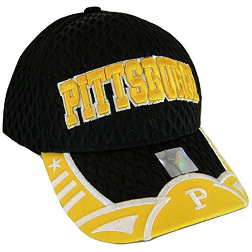 Pittsburgh Men's Summer Mesh Adjustable Baseball Caps (Black/Gold)