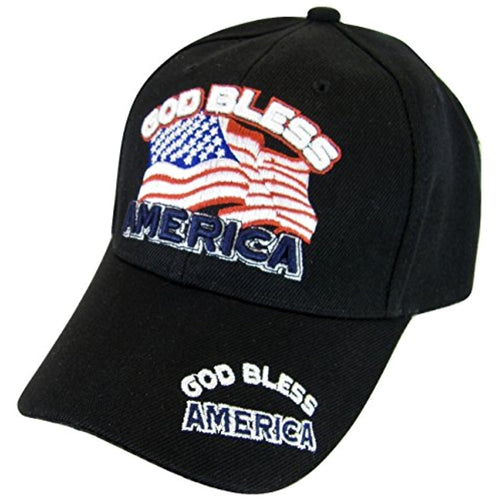 God Bless America USA Patriotic Men's Adjustable Baseball Cap (Black)