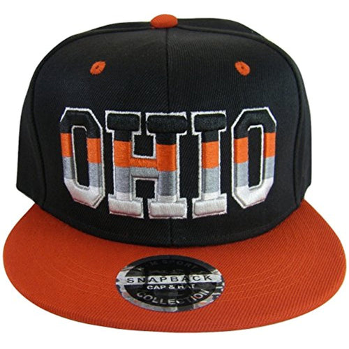 Ohio 4-Color Letters Men's Adjustable Snapback Baseball Cap (Black/Red)