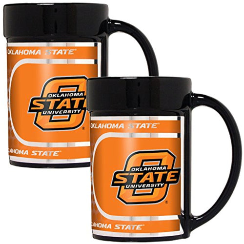 NCAA Oklahoma State Cowboys Coffee Mug Set with Metallic Graphics (2-Piece), 15-Ounce, Black