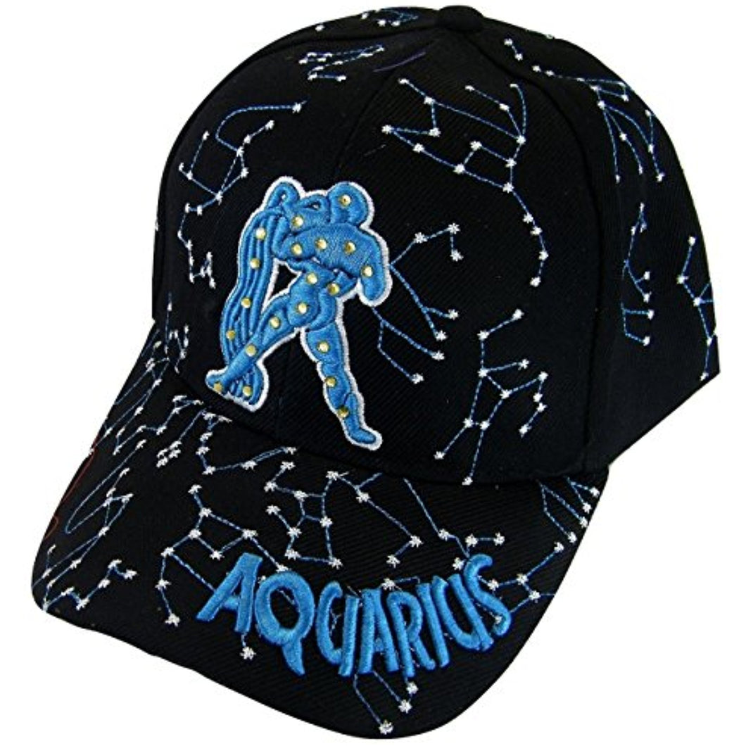 Zodiac Horoscope Sign Adult Size Adjustable Baseball Caps (Aquarius)