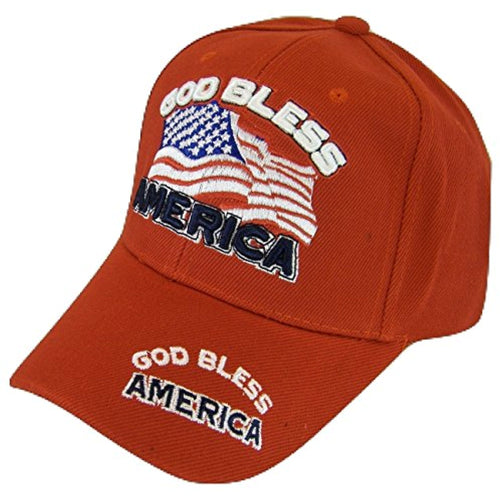 God Bless America USA Patriotic Men's Adjustable Baseball Cap (Red)