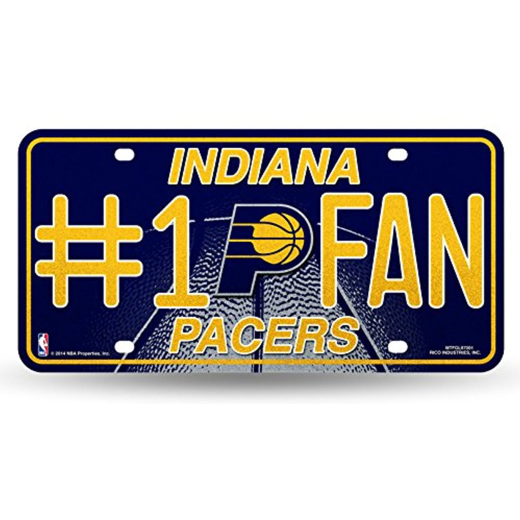 NBA Indiana Pacers Bling #1 Fan Metal Auto Tag Plate, 12 x 6-Inch, Silver