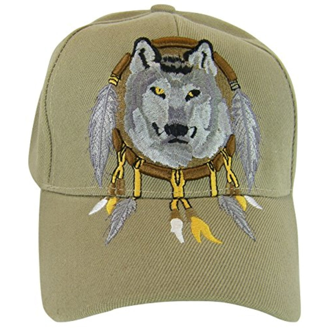 Native Pride Wolf Men's Adjustable Baseball Cap (S2-Khaki)