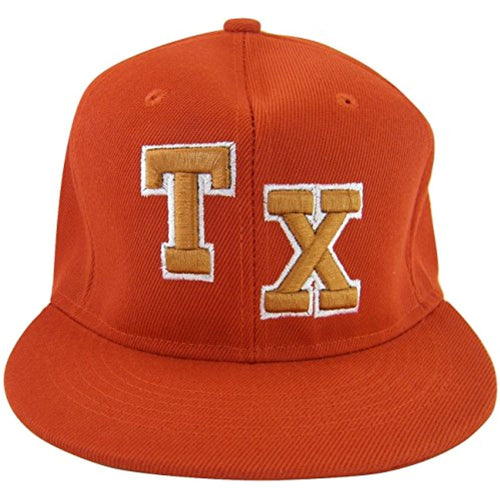 Texas Men's Fitted Flat Brim Baseball Caps (TX Red, Medium)