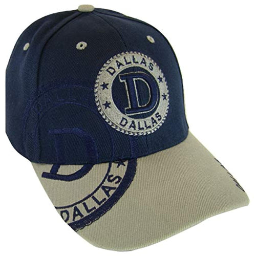 Dallas Seal with Shadow Adult Size Adjustable Baseball Cap (Navy/Gray)