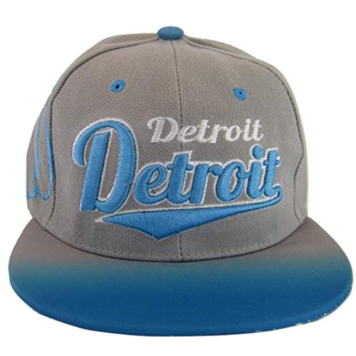 Detroit Fade Top Printed Bill Adjustable Snapback Baseball Cap (Gray/Teal)