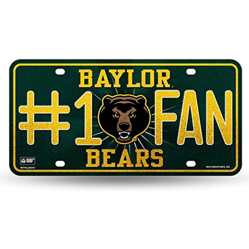 NCAA Baylor Bears Bling #1 Fan Metal Auto Tag Plate, 12 x 6-Inch, Silver