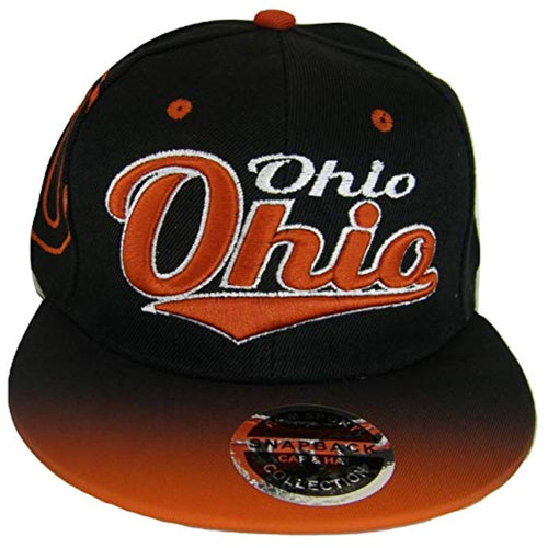 Ohio Fade Top Printed Bill Adjustable Snapback Baseball Cap (Black/Red)