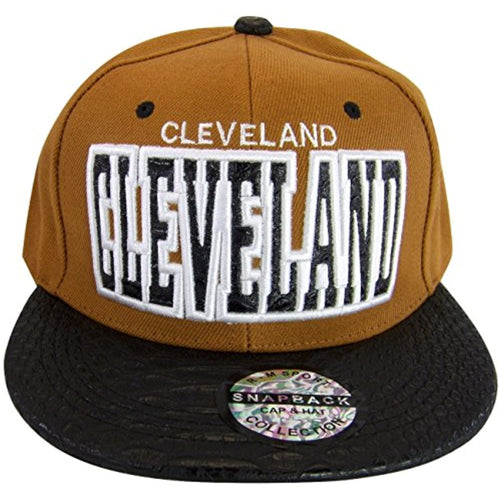 Cleveland Textured Brim Men's Adjustable Snapback Baseball Caps (Orange/Black)