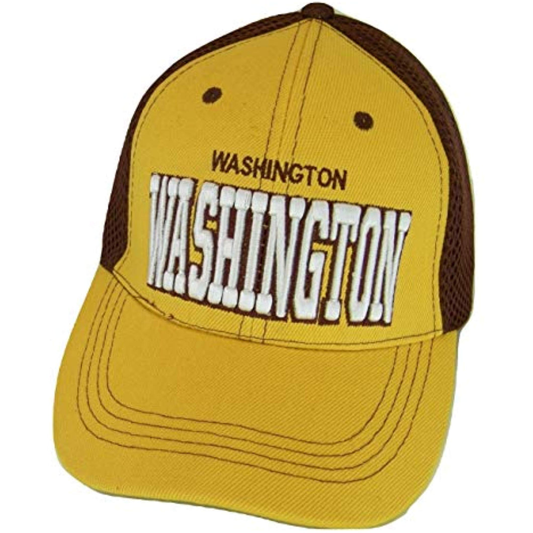 Washington Solid Front Air Mesh Back Adjustable Baseball Cap (Gold/Burgundy)