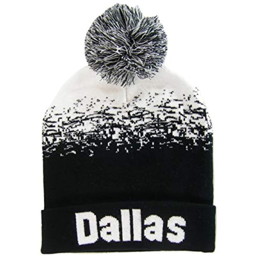 Dallas Men's Digital Fade Winter Knit Pom Beanie Hat (White/Black)