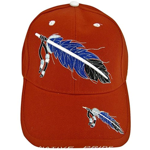 Native Pride Feather Men's Adjustable Baseball Cap (Red-No Shadow)