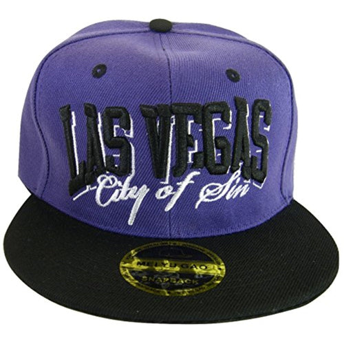 Las Vegas City of Sin Adult Size Snapback Baseball Cap (Purple/Black)