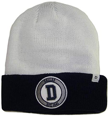 Dallas Texas D Patch Cuff Knit Winter Beanie Hat (White/Navy)