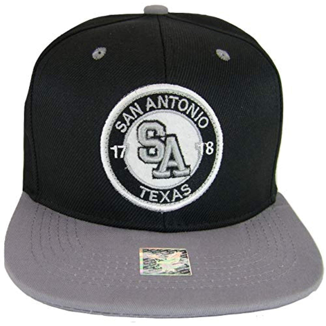 San Antonio Texas 1718 Patch Style Snapback Baseball Cap (Black/Gray)