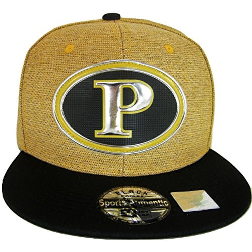 Pittsburgh P Oval Style Cotton Adjustable Snapback Baseball Cap (Gold/Black)