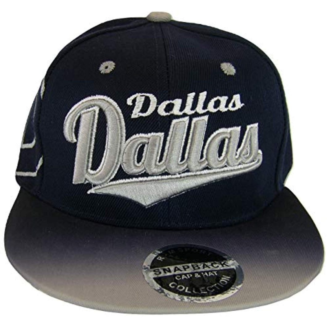 Dallas Fade Top Printed Bill Adjustable Snapback Baseball Cap (Navy)