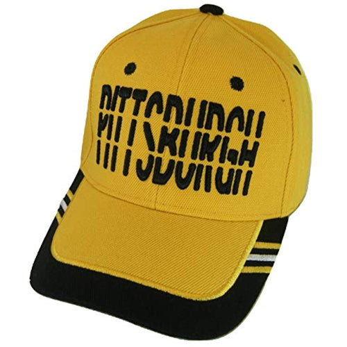 Pittsburgh Window Shade Font Men's Adjustable Baseball Cap (Gold/Black)