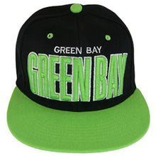 Green Bay Bold Script Men's Adjustable Snapback Baseball Caps (Black/Neon Green)