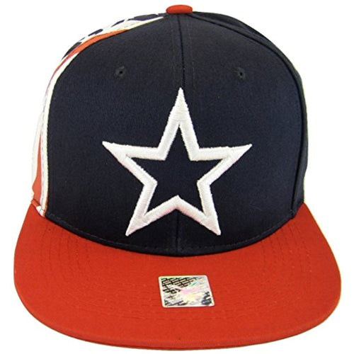 Dallas Texas Star & Stripes USA Flag Cotton Adjustable Snapback Baseball Cap (Navy)